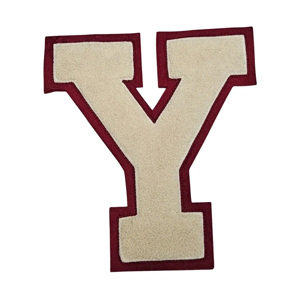 Vintage Pacific Athletic Co‎ Varsity Letter Patch Y Cream Maroon Chenille Retro